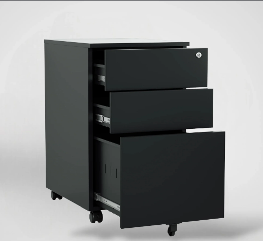 ARCHIVO GMS 3 GAVETA 9 1/2 X 11 GMS-MP-0 2-N NEGRO CON RUEDA