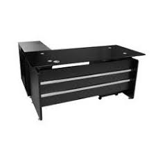 MUEBLE (PC) EJECUTIVO STARKEN GLASS TOP MELAMINE INC. CREDENZA BLACK (DC-B1624)