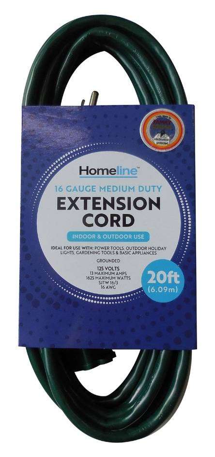 HOMELINE 16 GAUGE MEDIUM DUTY  EXTENSION CORD 20FT