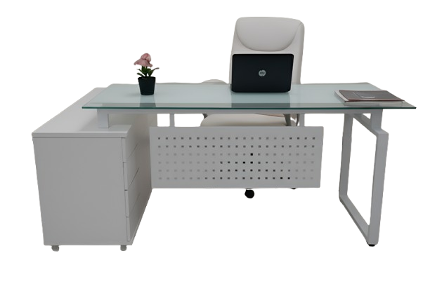 MUEBLE (PC) STARKEN GLASS TOP GRAINED WHITE (CT-3517A) (MUE365)