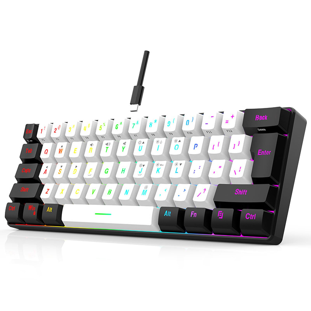 PR001028-TECLADO COMPACTO DE 61 TECLAS PARA GAMING RGB ILUMINADO PORTATIL