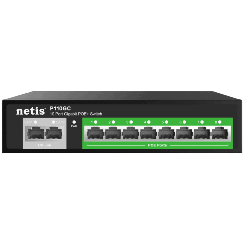 SWITCH 8 PUERTOS POE NETIS  8+2PORT (MOD. P110C)