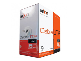 ROLLO DE CABLE UTP NEXXT, CAT-5E, 1000 PIES, 24 AWG, 100% COBRE, CHAQUETA TIPO CM, 4 PARES, 100HZ, GRIS/AZUL