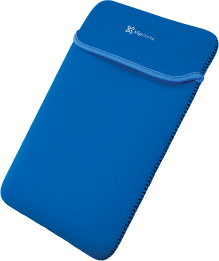 PR006295-BULTO DE NOTEBOOK KLIPX, TIPO SLEVE 15.6" REVERSIBLE, NEGRO / AZUL, ACOLCHADO, KSN-115BL