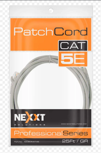 PATCH CORD/CABLE NEXXT CAT 5E 25FT AZ/GR