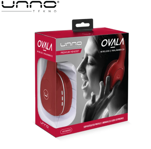 HEADSET OVALA INALAMBRICO ROJO UNNO