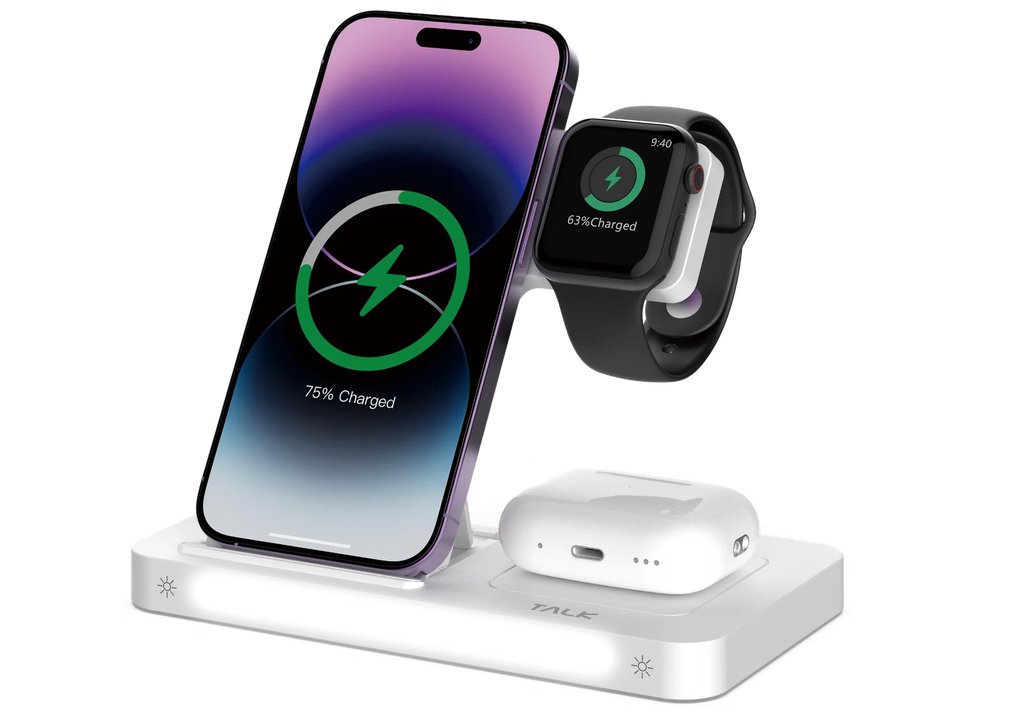 PR007971-CARGADOR DEVIA 3 EN 1 IPHONE APPLE WATCH AIRPODS BRACKET WIRELESS SMART SERIE BLANCO