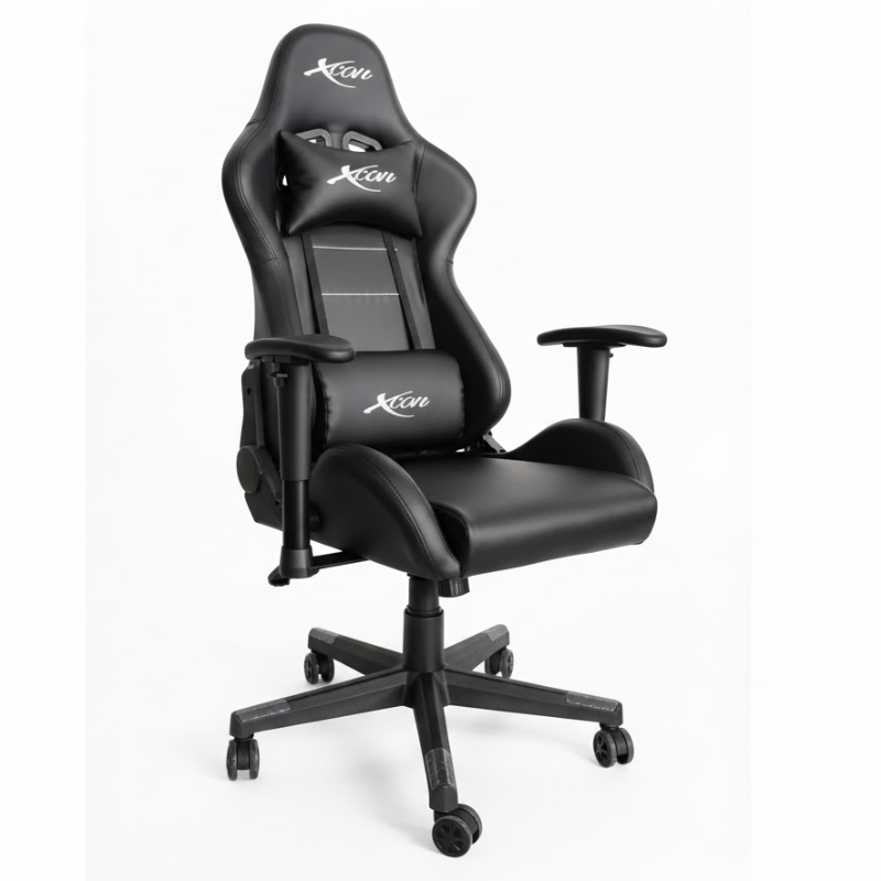 SILLA GAMING XCON URANO PU, NEGRA con GRIS , Brazos Ajustables, Peso Max: 265lbs