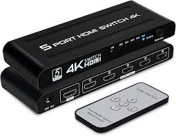 PR008814-HDMI 4K 2.0 SPLITTER SWITCHER BOX HUB IR REMOTE CONTROL 5X1 POWER 5 TO 1