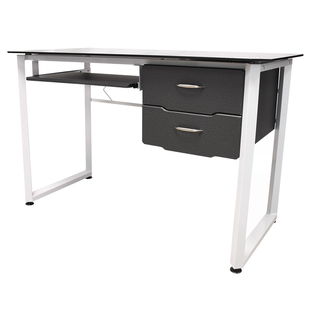 PR008919-MUEBLE PARA PC STARKEN WHITE/BLACK CLEAR TOP (CT-3633)