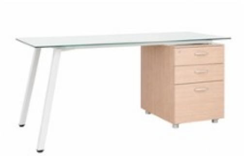 MUEBLE (PC) STARKEN GLASS TOP WHITE/BEECH (CT-3567AN) MUE362